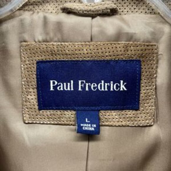 Paul Frederick Jacket Mens Large Brown Suede Leather Bomber full zip pockets - Picture 9 of 15